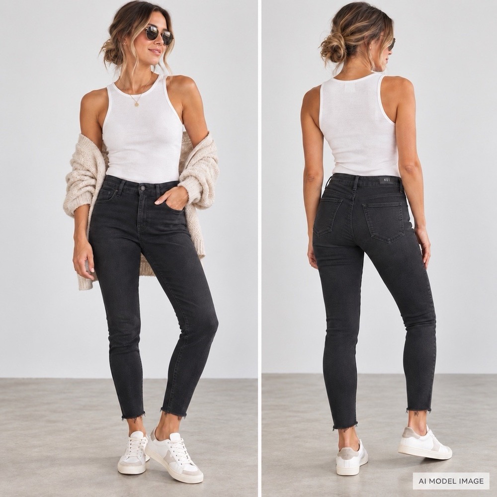 KUT From The Kloth Donna Fab Ab Jeans Women 6 Black High Rise Ankle Skinny